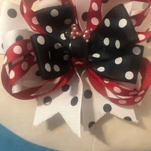 Polka Dot Red, Black & White Bow Hair Clip for Kids